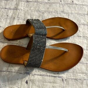 JOIE ALA PLAGE MADE IN ITALY FOR SAKS FIFTH AVENUE WOMEN’S PLATINUM FLIP FLOPS